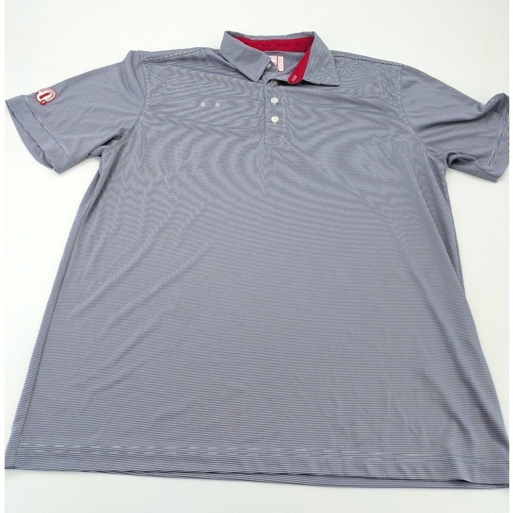 Oobe‎ Polo Shirt Mens Large Gray Stripe Hydrochill Chick-fil-A Short Sleeve